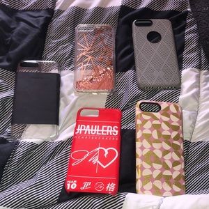 5 phone case some barely used, for iphone 7 and 8 plus